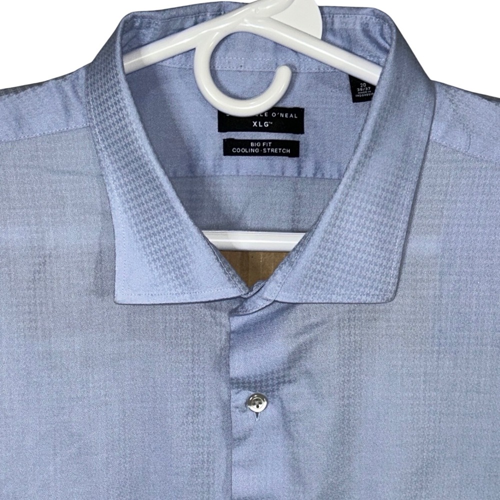 Shaquille O'Neal Men's Dress Shirt XLG Big Fit Cooling Stretch‎ Blue
